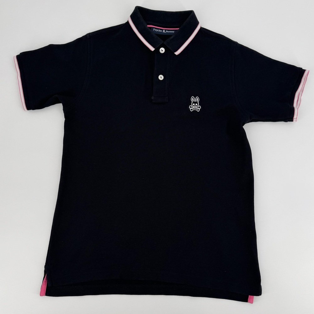 Kids’ Psycho Bunny Tipped Piqué Polo Shirt Black Size Large (14/16)